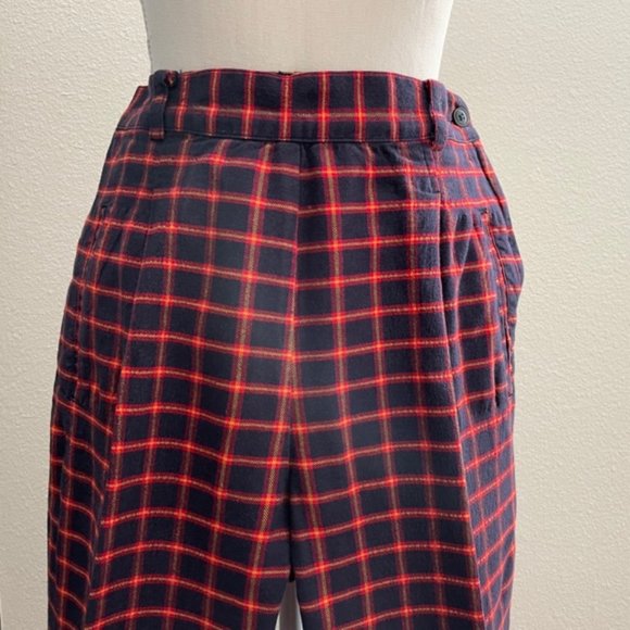 Vintage High Waist Side Zip Plaid Cuff Pants/Slacks - Picture 1 of 10